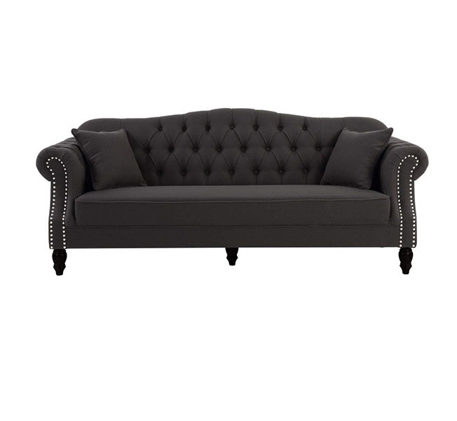 Austin Dark Grey/Black Buttoned Sofa – 2 or 3 Seater – BUY2+ SAVE