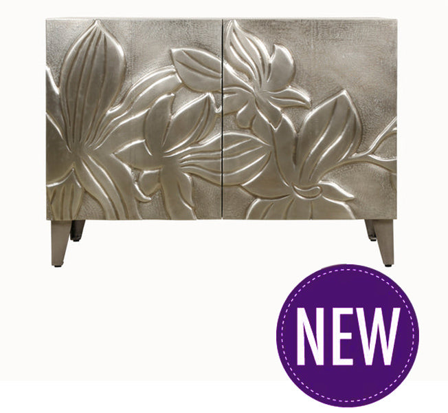 Silver Floral Cabinet