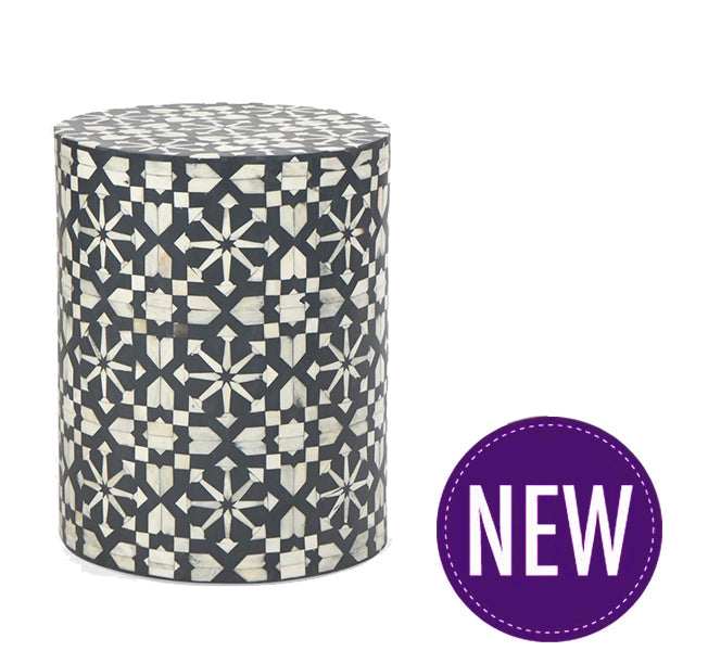 Indira Bone Inlay Side Table Grey/White – OTHER COLOURS AVAILABLE