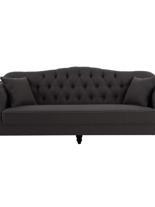 Austin Dark Grey/Black Buttoned Sofa – 2 or 3 Seater – BUY2+ SAVE