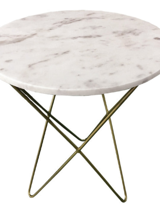 Debra Side Table 500mm dia x 600(H)mm  Metal Base with marble top