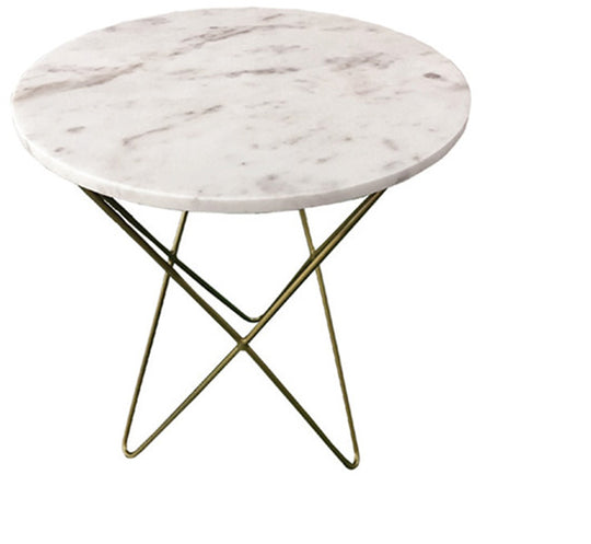 Debra Side Table 500mm dia x 600(H)mm  Metal Base with marble top