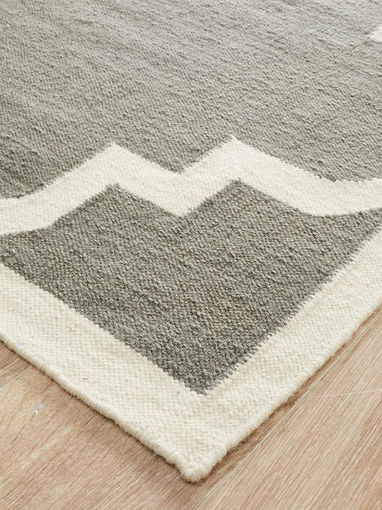 Grey Hand Knotted Wool Kilim