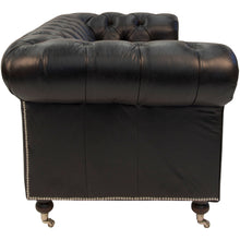 Load image into Gallery viewer, Worn Charcoal Leather Chesterfield – 2 or 3 Seater – 2 Colour Options
